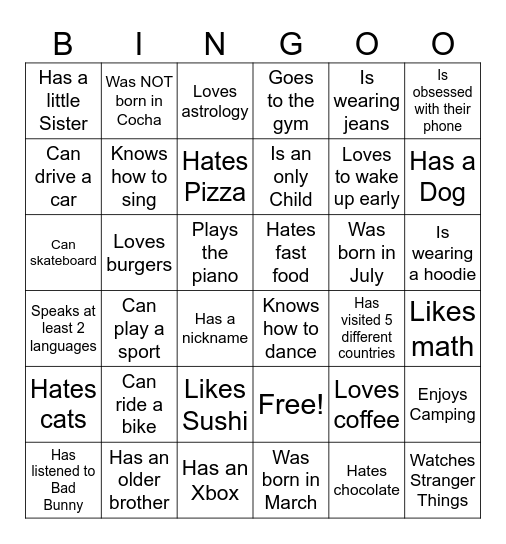Untitled Bingo Card