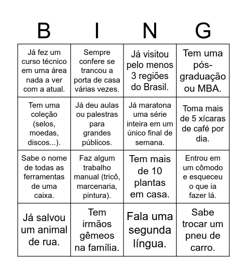 BINGO HUMANO Bingo Card