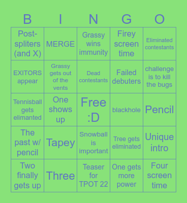 TPOT 21 Bingoooooo Bingo Card
