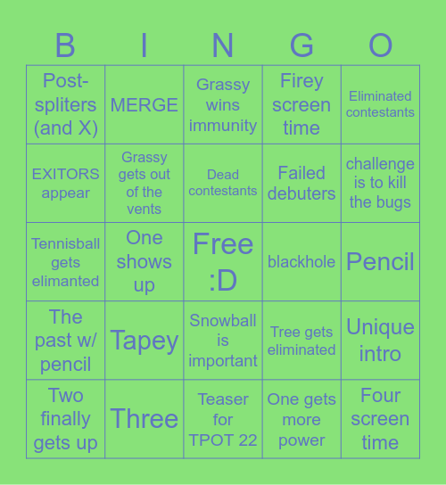 TPOT 21 Bingoooooo Bingo Card