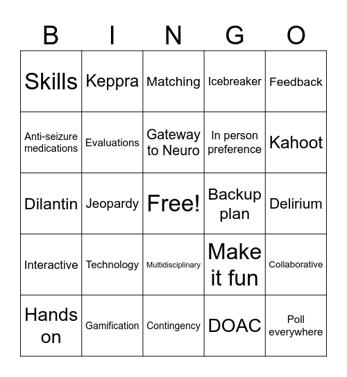 2026 NACNS Conference Bingo Card