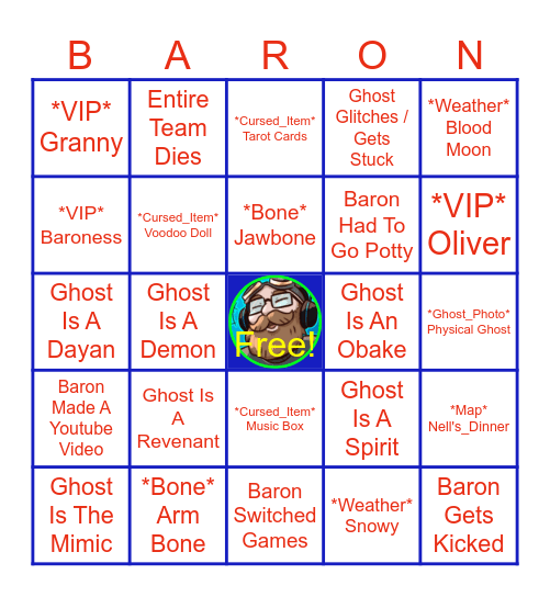 Th3BeardedBaron's Bingo Cards Version-X Bingo Card