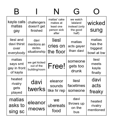 DAVIS BDAY BINGO Card