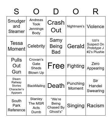 The 10 Legend Character’s of The NWR Bingo Card