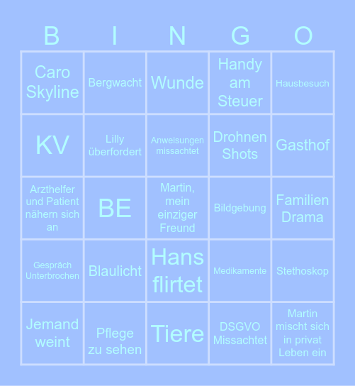 Bergdoktor Bingo Card