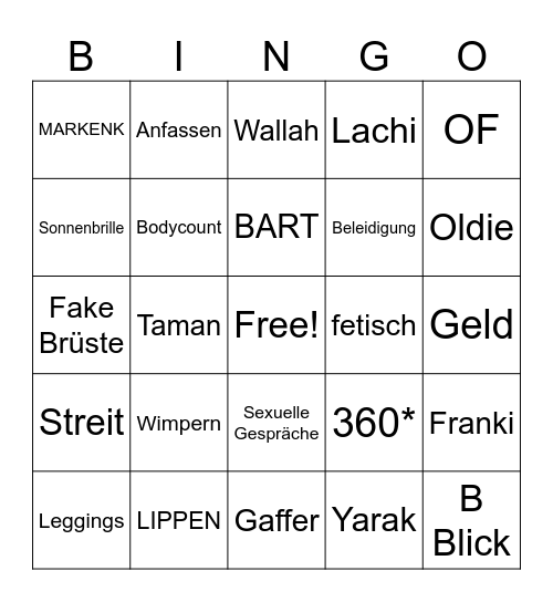 DEEPFRIEDAY Bingo Card