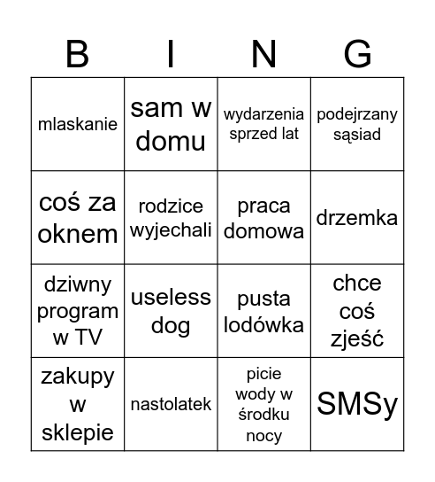Horrorowate gierki Bingo Card