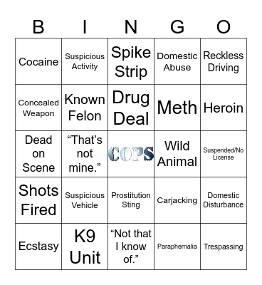 COPS Bingo Card