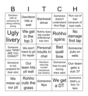 Interlagos Bingo Card