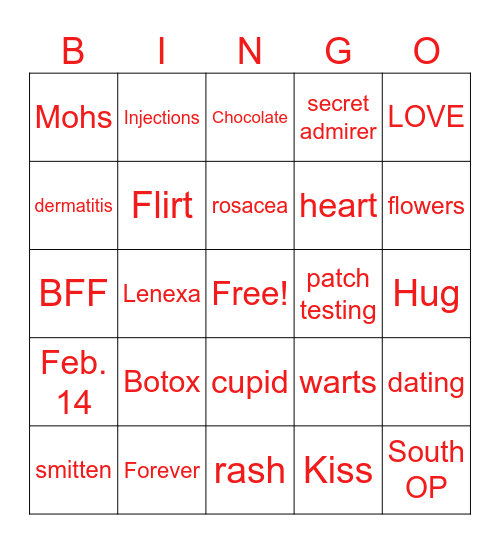 BVD V-Day BINGO Card