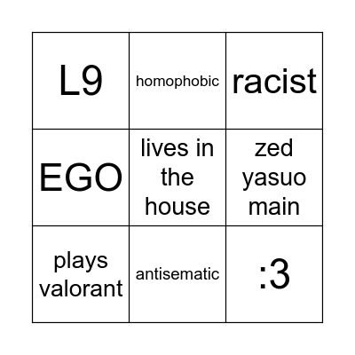 league greek player Bingo Card