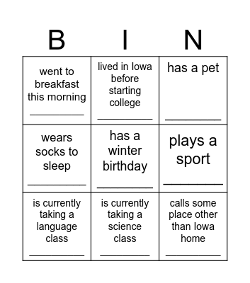 Find someone who..... Bingo Card