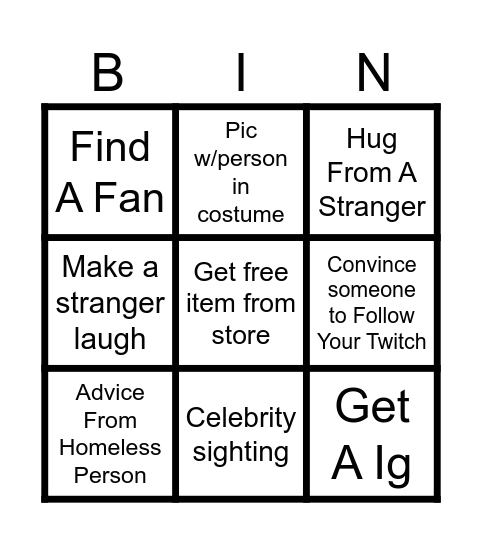 LA Bingo Card