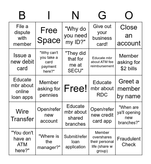 Friday Bingo! Bingo Card