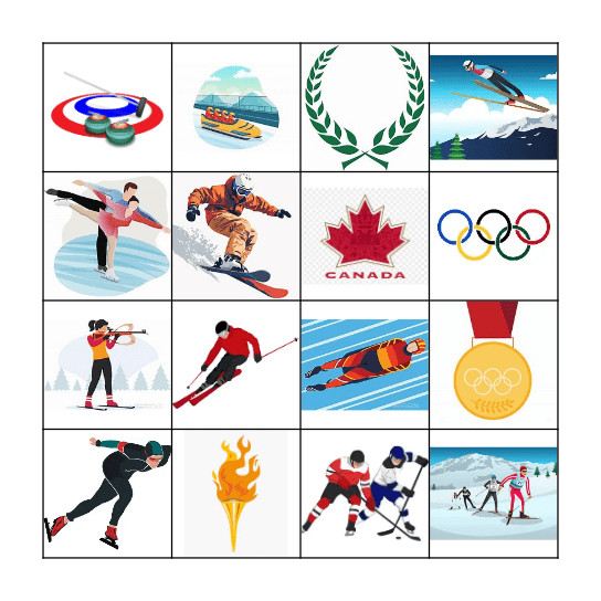 Winter Olympic Bingo Card