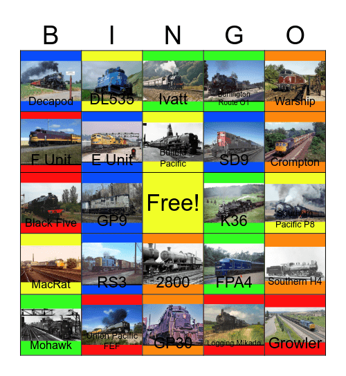 Railroads that I would like to take a photograph after John will say "Wave Bye Bye to (Counting) My First Book and Disk for life" one day Bingo Card