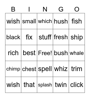 Phonics Bingo Card