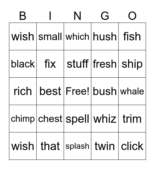 Phonics Bingo Card