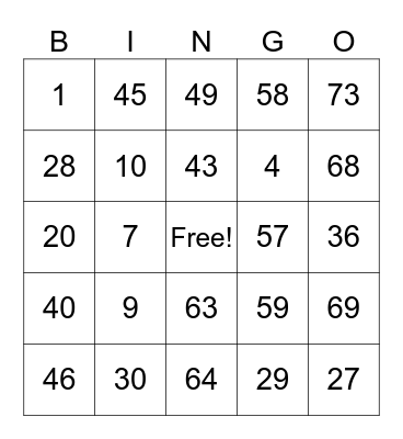 Jazz's Bingo Fun Bingo Card