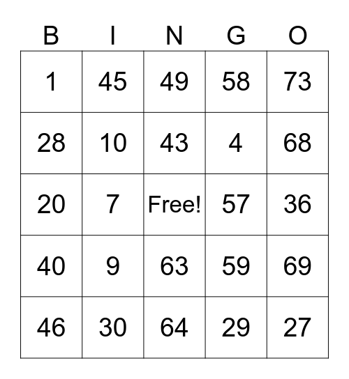 Jazz's Bingo Fun Bingo Card