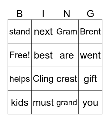 41c UFLI Story Words Bingo Card