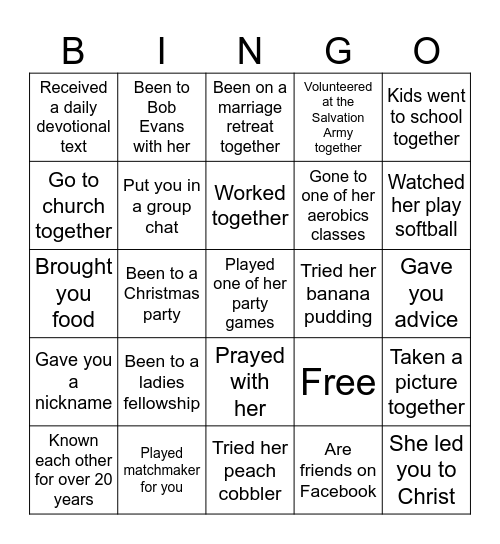 Val's Retirement Celebration Bingo Card