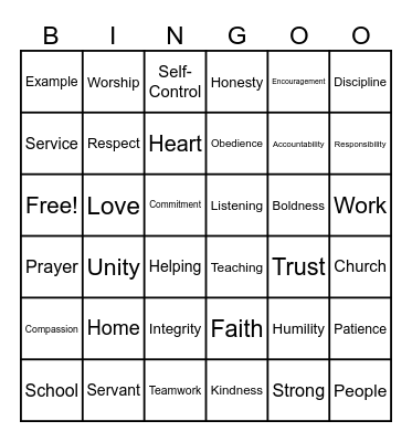 Vibe Youth Bingo Card