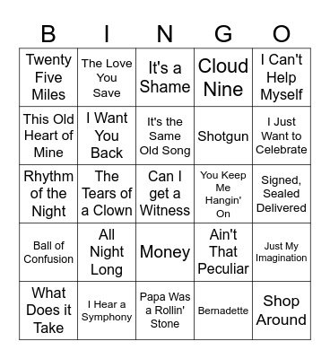Motown 2 Bingo Card