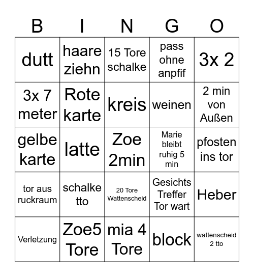 Bingo zoe Bingo Card