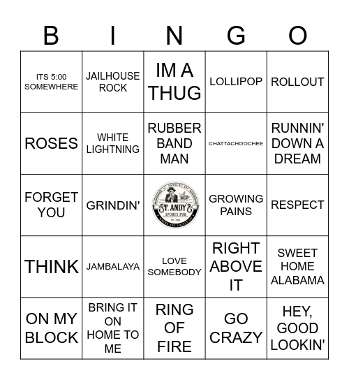 SONGS OF THE SOUTH Bingo Card