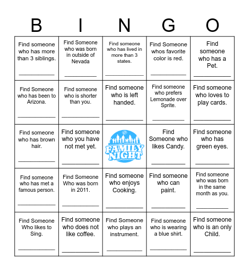 Get to know your Neighbor! Bingo Card