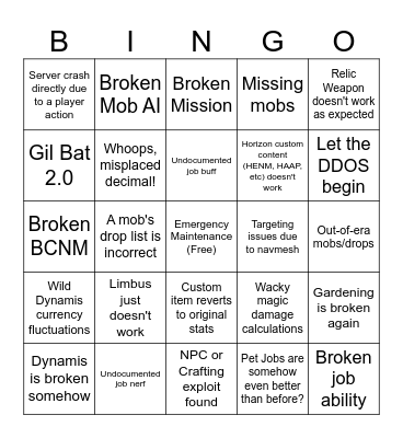 Horizon Rebase BINGO Card