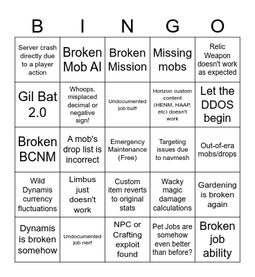Horizon Rebase BINGO Card