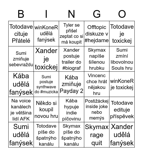 Daily Discord Bingo Card