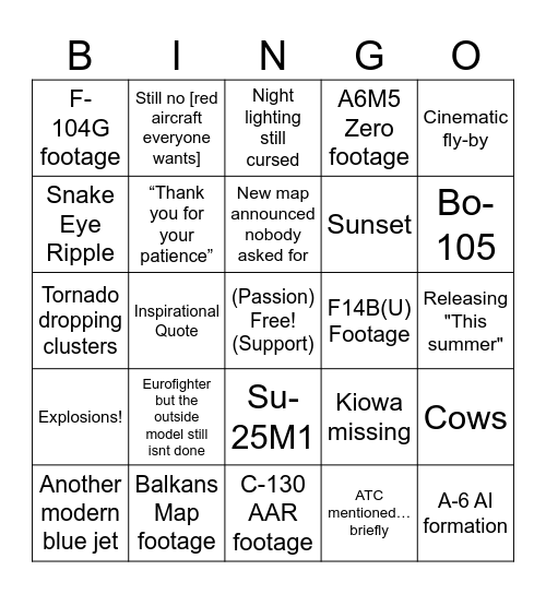 DCS Beyond 2026 Bingo Card