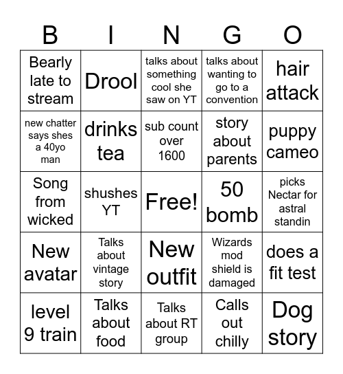 Aeriy bingo - Haysisx Bingo Card