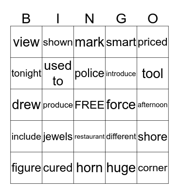 Week 14 Spelling Bingo Card