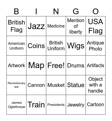 Savannah Museum Bingo Card