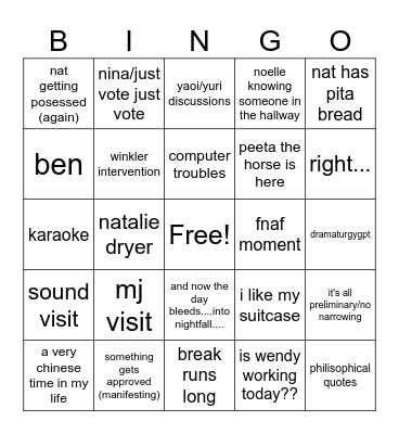 week 6 bigno Bingo Card