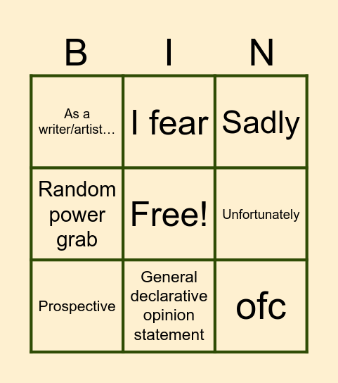 PW BIN Bingo Card