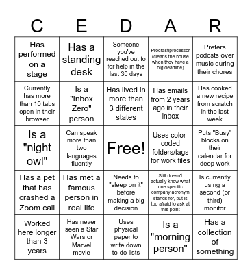 Get to Know You Bingo Card
