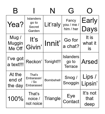 Love Island All Stars 2026 Bingo Card