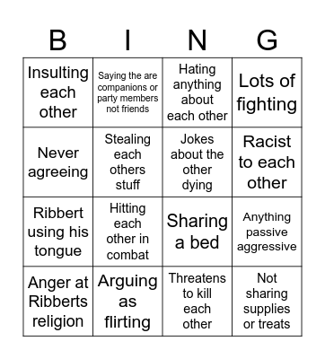 Ribbert X Rav (Enemies to lovers) Bingo Card