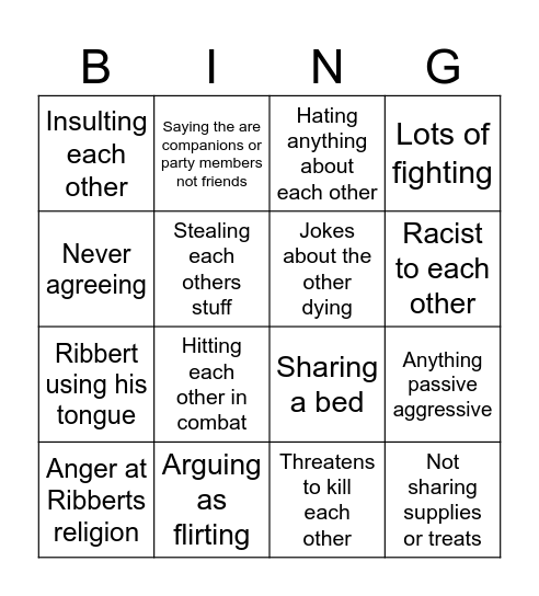 Ribbert X Rav (Enemies to lovers) Bingo Card