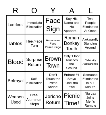 Royal Rumble 2026! Bingo Card