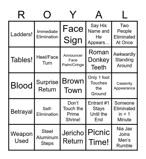 Royal Rumble 2026! Bingo Card