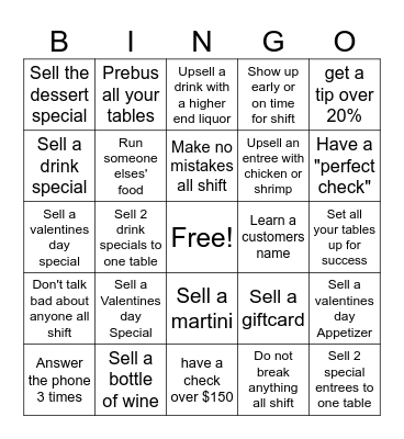 VALENTINE'S DAY BINGO Card