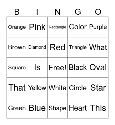 Color Bingo Card