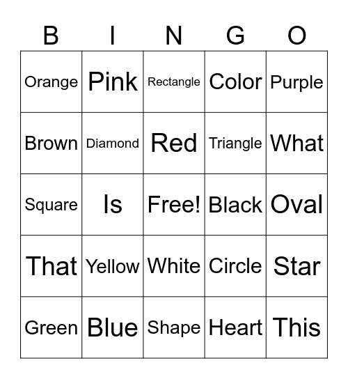 Color Bingo Card