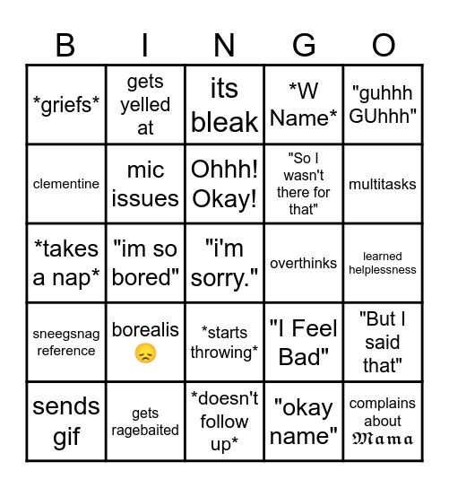 cera bingo Card